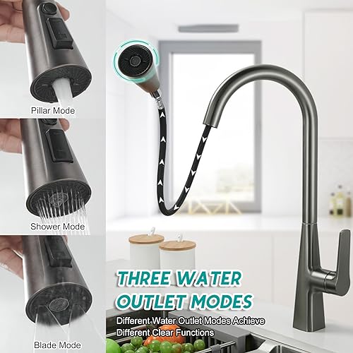 Robinet d'évier utilitaire avec douchette extractible pivotant à 360 degrés - 5