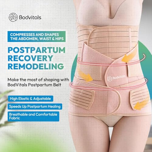 Bodvitals 3 in 1 Postpartum Belt After Delivery Support Recovery | Body Shaper Belt for Women for After Birth Postnatal C-section | Waist Pelvis Shapewear Wrap Postpartum Girdle (M)
