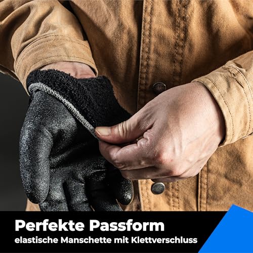 Image of toolant Waterproof Winter Work Gloves, Double Nitrile Oil Resistant Grip | Thermal Insulation, Waterproof Protection in Freezer Work, Construction, Mechanics, Mining, Plumbing, Black, Small