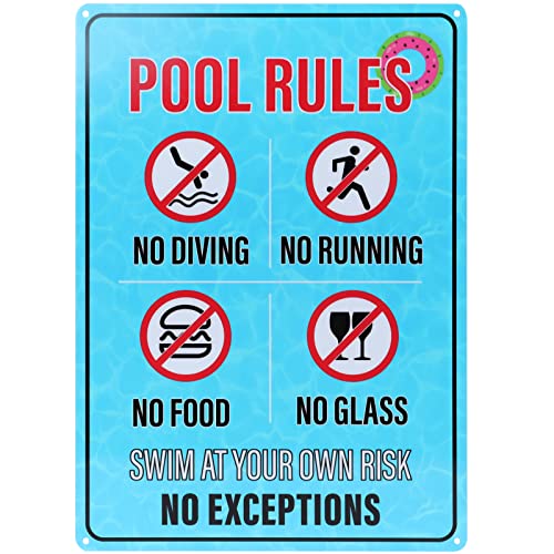 Panneau de signalisation piscine No Diving No Running en métal extérieur argent