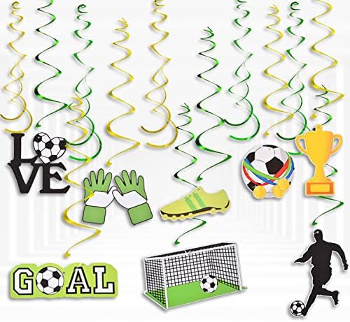AhfuLife 12pcs World Cup 2022 Football Party Decorations Hanging Swirls - 8pcs Football Party Card Hanging Swirls and 4pcs Hanging Swirls for Qatar World Cup Decorations (12pcs Hanging Swirls)