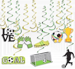 AhfuLife 12pcs World Cup 2022 Football Party Decorations Hanging Swirls - 8pcs Football Party Card Hanging Swirls and 4pcs Hanging Swirls for Qatar World Cup Decorations (12pcs Hanging Swirls)