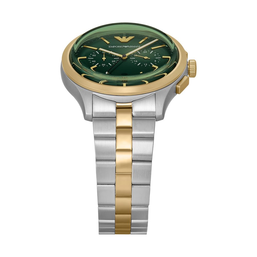 Emporio Armani Orologio per uomo, Movimento cronografo al quarzo e cassa da 42 mm con cinturino in acciaio o pelle