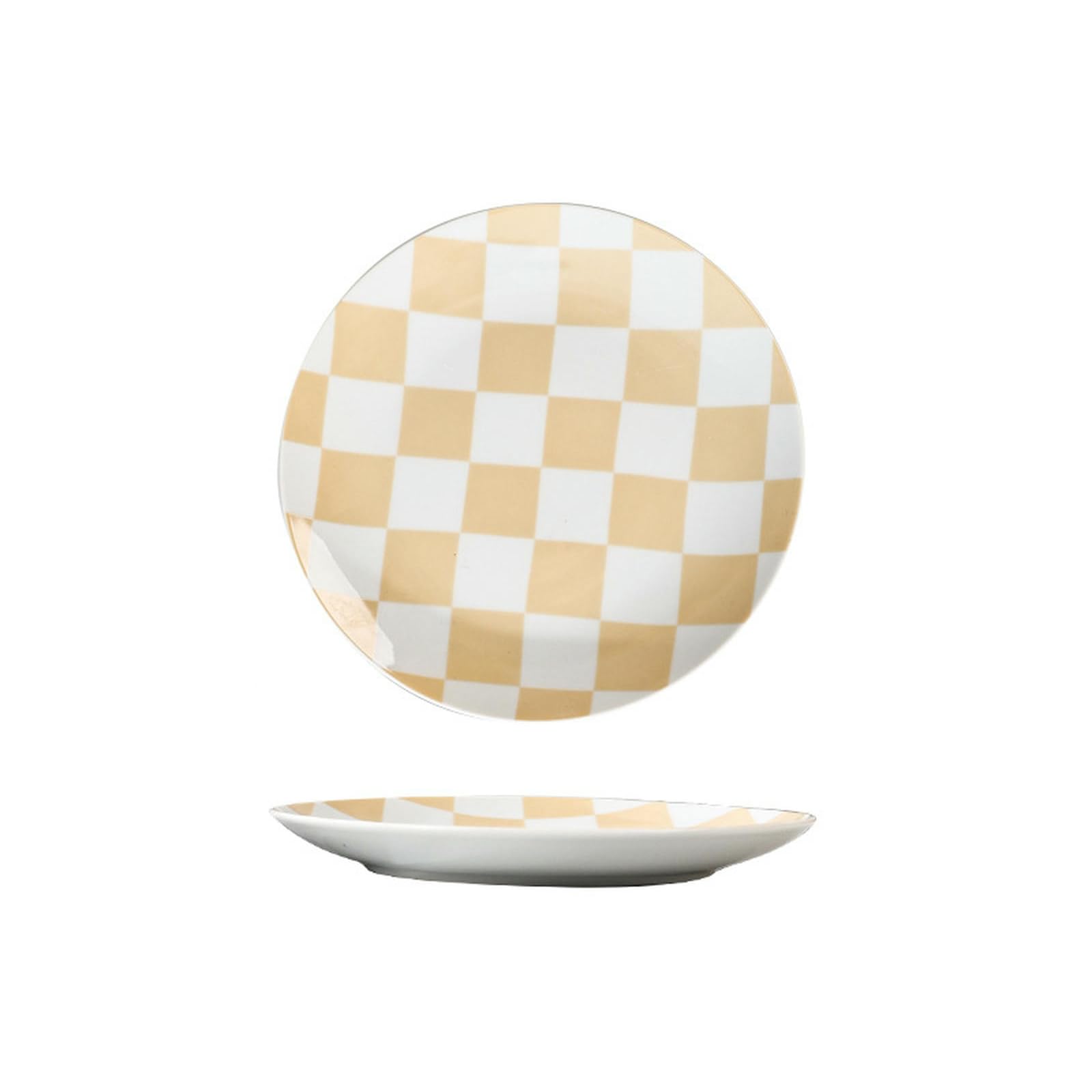 Plaque de cuisson céramique jaune damier plat de service nordique