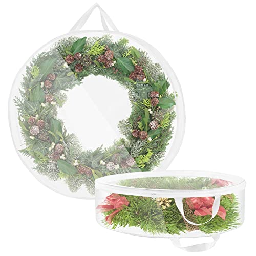 Handles Canvas Dual Bag Zippered Water For Holiday Proof Artificial Christmas Bag 2Pack Fabric Wreathsreinforced Storage Storage Christmas Wreath Storage Bags Zippe Storage Bags #TOP3