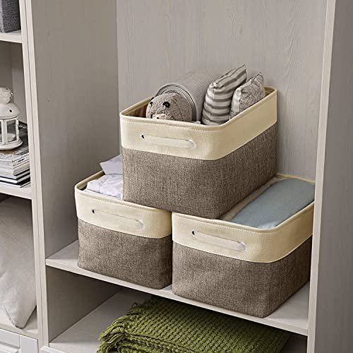 Image of ABOUT SPACE Cupboard Organizer for Clothes - 3 Pack Wardrobe Storage Bins - Underbed Laundry Foldable Bag with Sturdy Handles for Sarees, Blankets, Comforters, Books and Toys (Brown)
