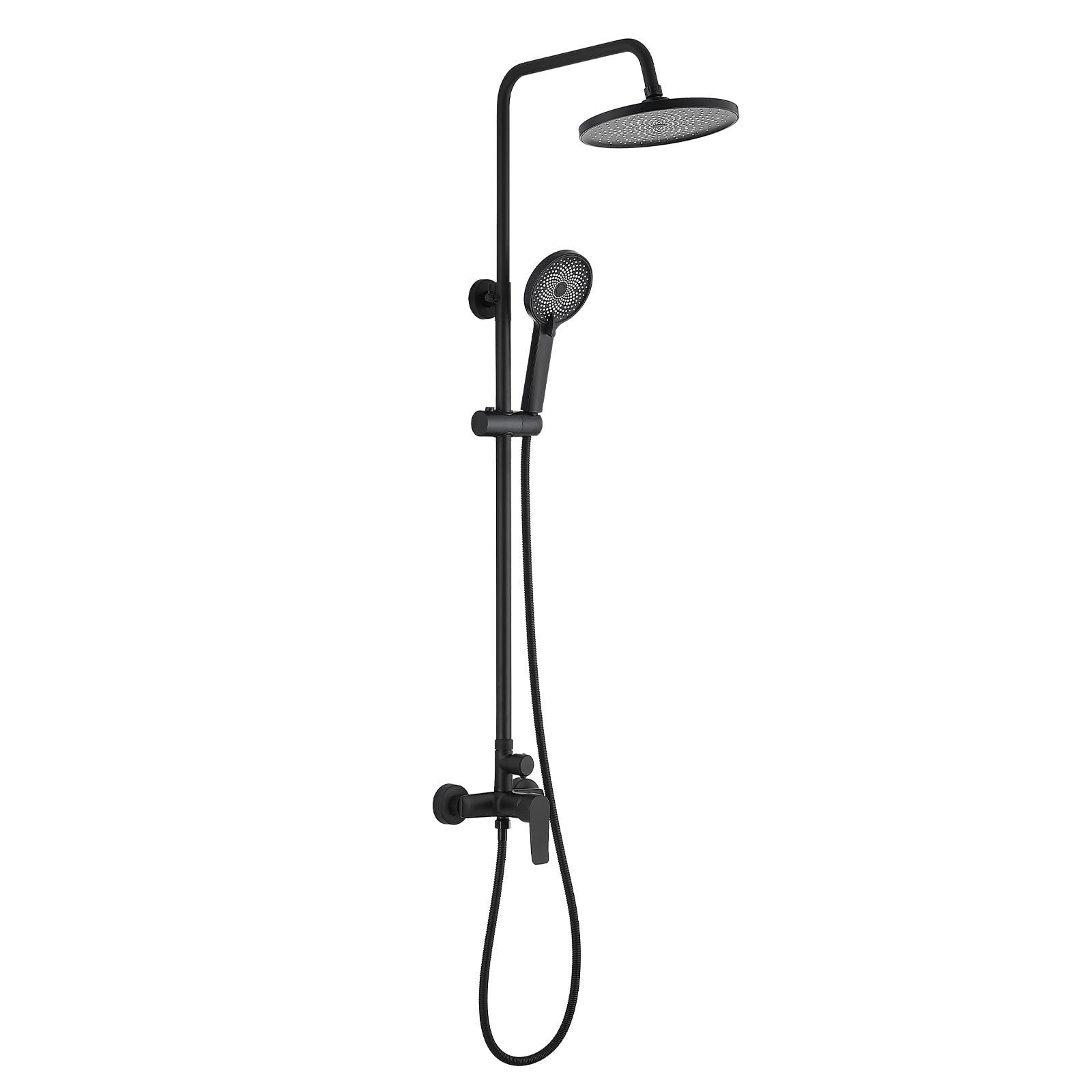 Columna de Ducha Mecánica STANEW con Cabezal Redondo y Manguito ABS de 3 Chorros, Columna de Ducha Para Baño, Negro (Mecánica)