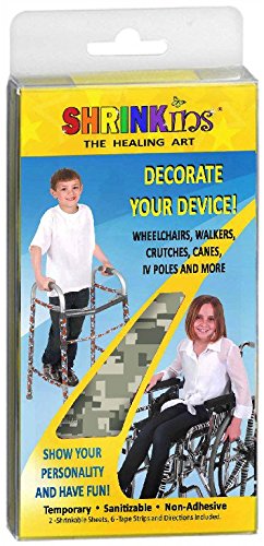Non Sticky Medical Device Decorating Cover Kit Activity - Fun Shrink Wrap Decorations - Walkers Wheelchairs Canes Crutches IV Poles - Uses No Adhesive by Shrinkins The Healing Art -Teen & Child