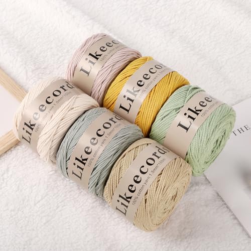 Likeecords 100% Cotton Macrame Cord 1.5mm x 656 Yards (600m) 1.5m Macrame Yarn Crochet Macrame Bag Cord Crafts for Bags and Knitting Home Decorations(Wine Red) by Likeecords - Image 3