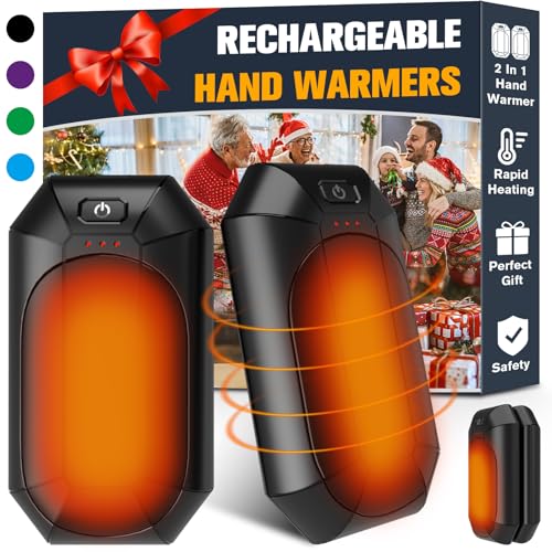 Hand Warmers Rechargeable 2 Pack, Portable Pocket Heater Cute USB 2 in 1 Hand Warmers, Best Winter Gift for Hunting Outdoor Indoor Camping and Golf Football, for Men Women and Kids