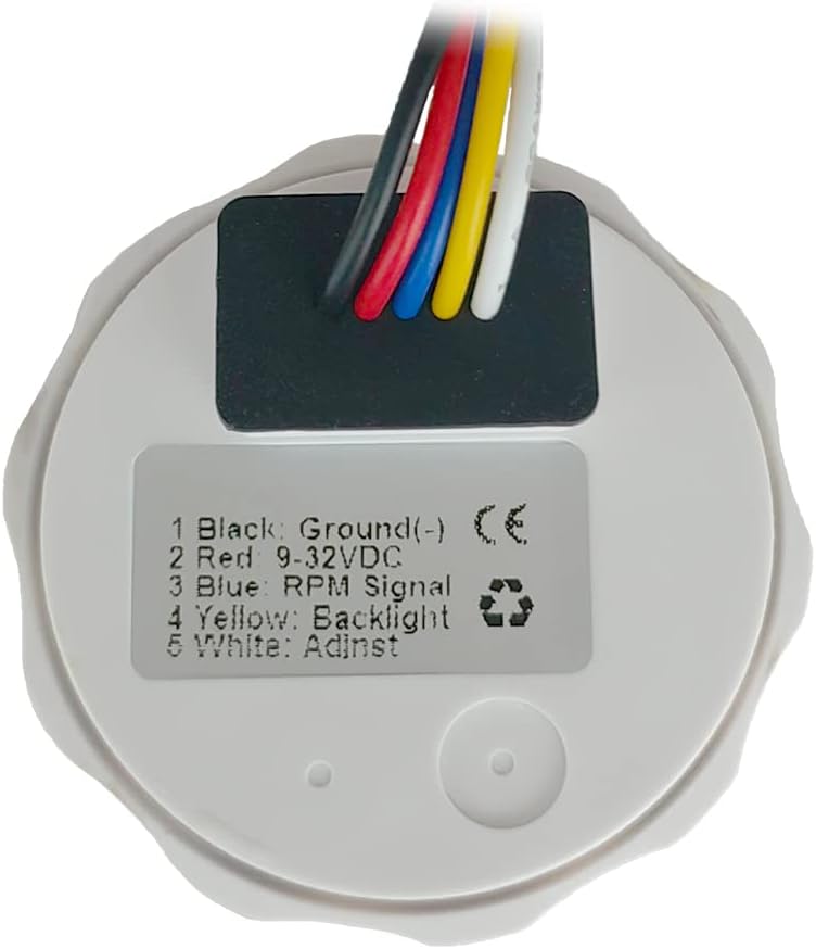 ELING 52mm (2'') Diesel Engine Tachometer 6000RPM Gauge with Hour Meter 12V 24V with Red Backlight for Generator Van Vessels