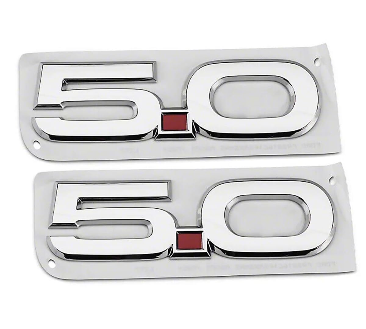 Pair Set 5.0 Emblem Door 3D Fender Side Badge Right Left Decals Stickers Replacement for 2015-2022 Latest Mustang GT 150 (Silver Red)