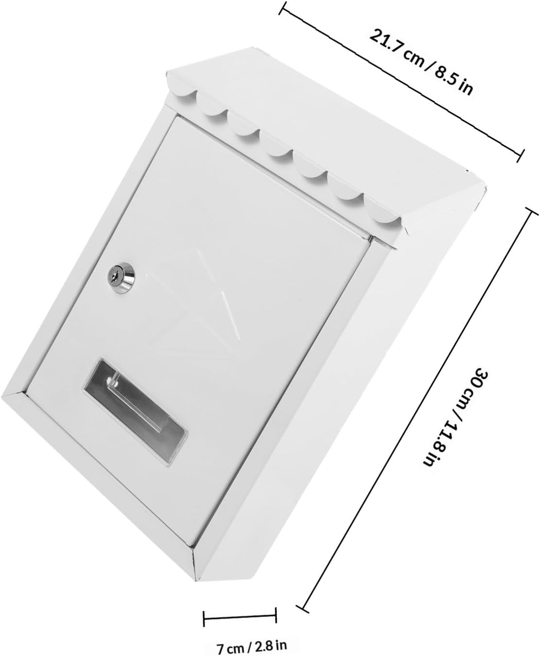 Ciieeo Vintage Style Wall Mount Mailbox with Locking Letter Box, White Outdoor Household Post Box for Garden and Front Door, Weatherproof Wall Mount Mailbox