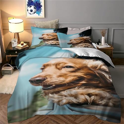 Parure de lit hypoallergique et douce Golden Dog avec fermeture Éclair - 6