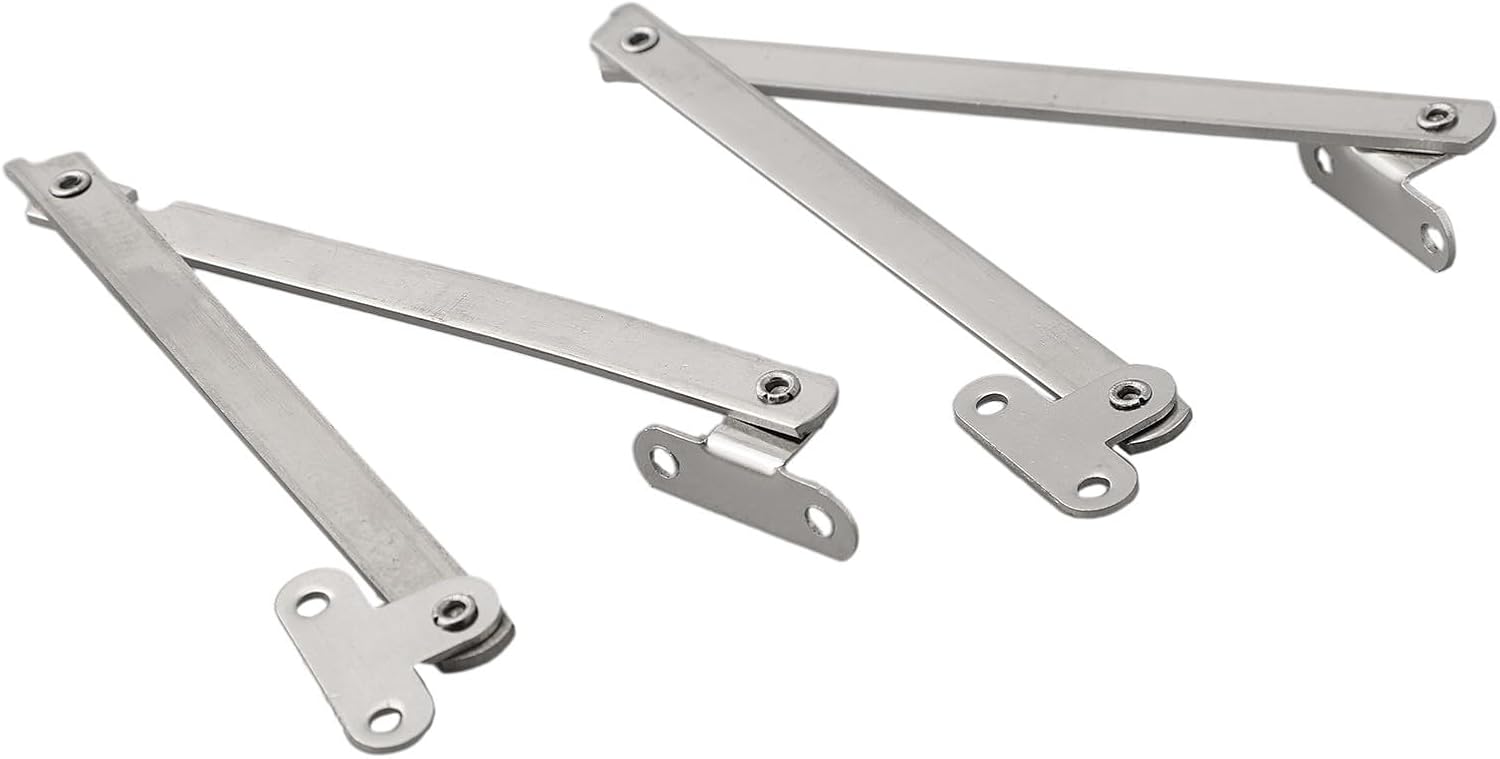 Stainless Steel Hinge, 180 Degree Folding Lid Support with Soft Close for Cabinet Furniture Door, Box Lid Stay Hinge Compatible with Office Shelf Bookshelf Storage Units