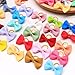 100PCS Dog Hair Bows with Rubber Band for Girl Dog Handmade Hair Accessories Bow Pet Puppy for Small Medium Puppies Grooming Accessories (Mixed-100pcs(58 Colors), Solid Pattern)