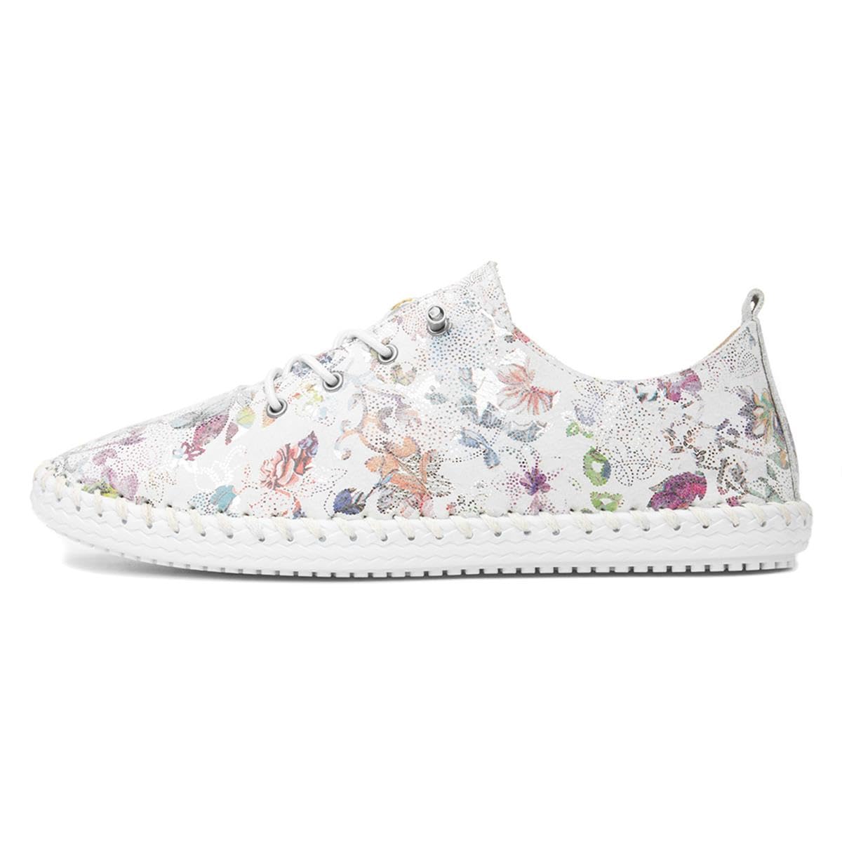 LunarWomen's Exbury Floral Leather Plimsoll Sandal, Blue, Size 3