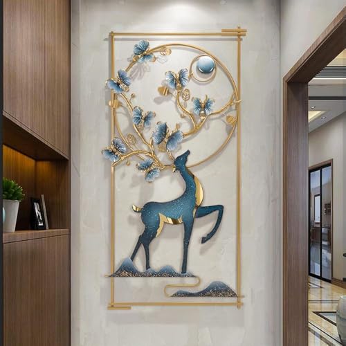 Image of Framing Hub Metal Multicolor Wall Decor Deer Frame Wall Hanging Decoration, Wall Art Frame Home Decor for Living Room Office Bedroom Hotel (Each Size 24x42 inch)