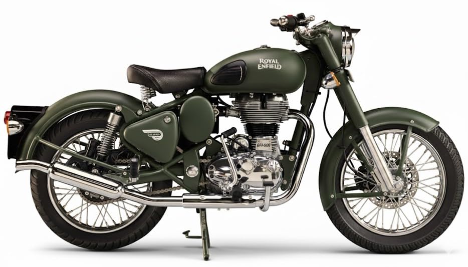 Image of Royal Enfield 1:3 Classic 350 Scale Model Miniature | Authentic True-to-Life Detailing | Premium Metal Tank & ABS Body | Movable Handlebar Steering | Collector's Keepsake Essential | Battle Green