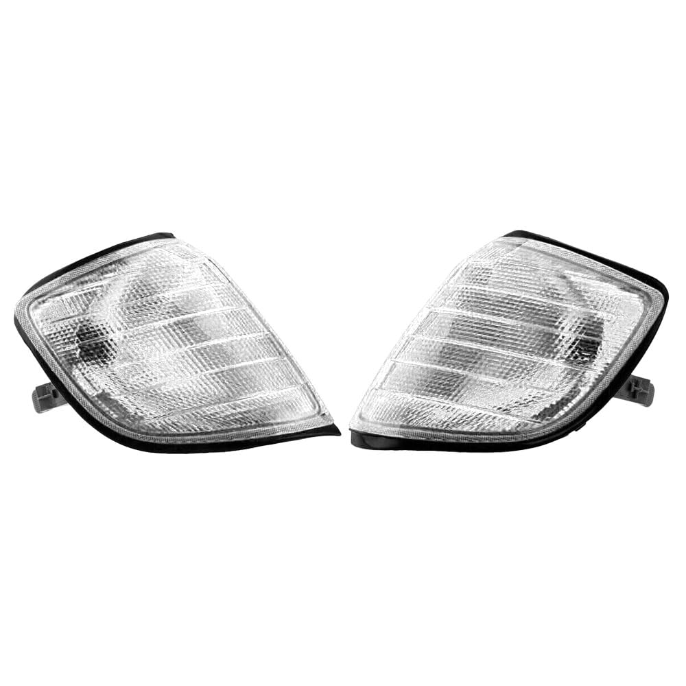 Riloer Left Right Front Parking Light Cover 1 Pair Headlight Corner Light Turn Signal Indicator Light Cover 1992-1999 Compatible with Mercedes Benz S Class W140 Clear Len