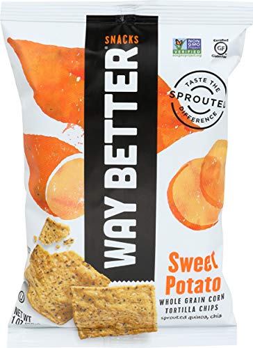 Way Better Snacks Sweet Potato Corn Tortilla Chips, 1.25 Ounce (Pack of 24)