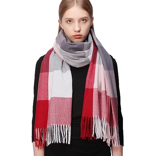 RIIQIICHY Plaid Scarfs for Women Fall Winter Scarves Pashmina Shawls and Wraps for Evening Dresses Plaid Scarf-1