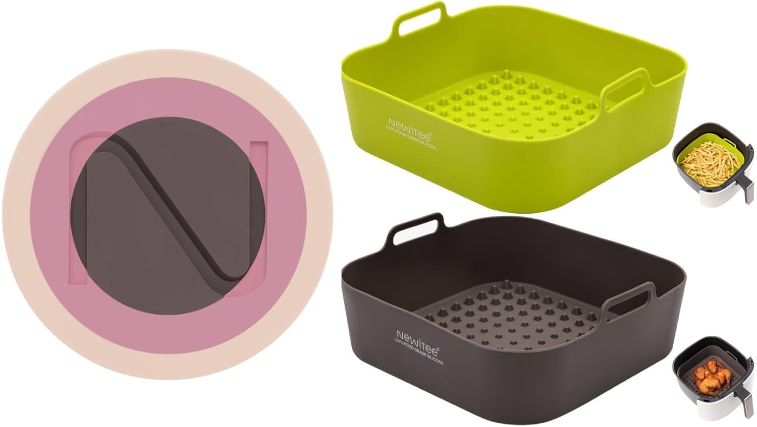 NEWITEE 5QT Air Fryer Liners Square+BPA Free Silicone