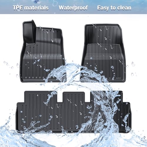Mteycei Floor Mats 6PCS Compatible with Tesla Model 3 Highland 2024 Replacement for Model 3 Highland Interior Accessories All-Weather Floor Mats Waterproof Anti-Slip Floor Mat Front Rear Cargo Liner