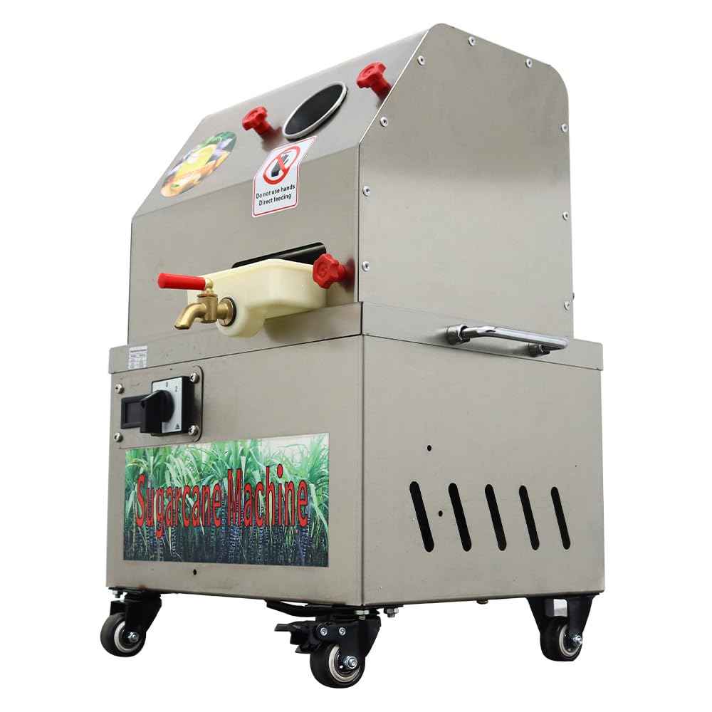 Extractor eléctrico de jugo de caña de azúcar de 24 V CC o 110 V CA, 350 W, exprimidor vertical de jengibre de caña de azúcar de acero inoxidable con perilla ajustable 7