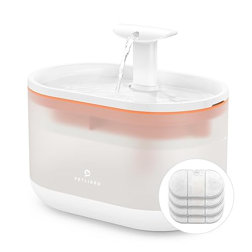 PETLIBRO 2.1L Automatic Cat Water Fountain, Ultra-Quiet Indoor Pet Water Dispenser with Dual Flow Modes, Visible Water Window & Multi-Layer Filter System, BPA-Free, Orange