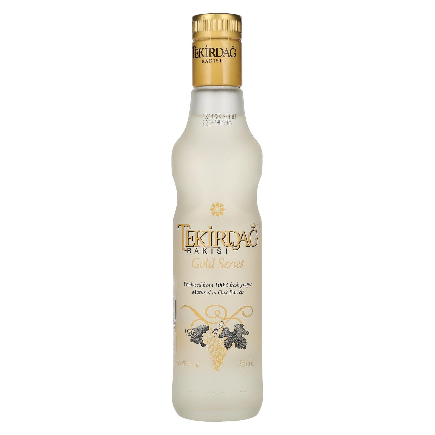 TEKIRDAG RAKISI GOLD – IN EICHENFÄSSERN GELAGERTER 100%IGER TRAUBEN-RAKI – 1x0,35l Raki mit 45% vol. - Hergestellt in der Türkei