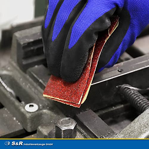 Foto von S&R 80-tlg. Schleifpapiersatz mit Handschleifer: Schleif-Papier und Schleif-Blätter für Metall, Holz, Plastik und Trockenbau – Körnungen P40-P400 für Grob- und Feinschliff