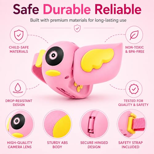 Image of Toy Imagine Kids Digital Camera 20MP, 1080P HD Extendable Handheld Camcorder for Boys & Girls with 2-Inch Screen Games & Fun Filters USB Rechargeable| Birthday Gift to Children Ages 3-10 (Pink)