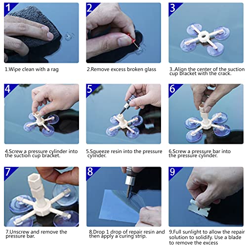 Windshield Repair Kit, Windshield Crack Repair Kit, Automotive Glass Nano Fluid Glass Repair Kit For Chips & Cracks & Star-Shaped & Nicks & Half-Moon & Crescents - Car Windshield Repair Kit #TOP5