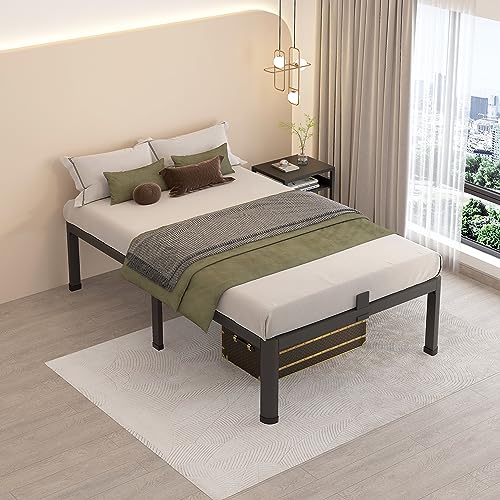 MAF 16 Inch Twin XL Bed Frames with Round Corner Legs Mattress Slide Stopper No Box Spring Needed Heavy Duty Metal Platform Bed Frame Under-Bed Storage Space, 3000 LBS Steel Slats Support