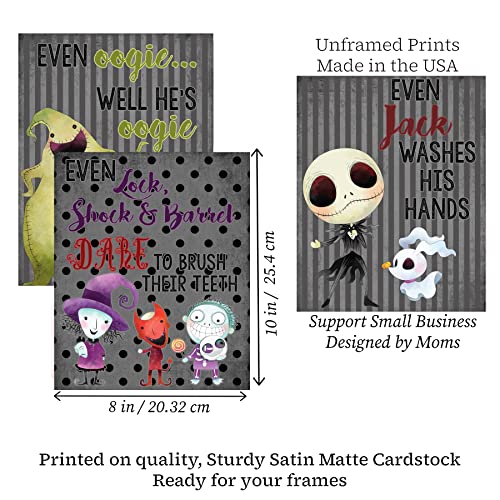 Even A Nightmare Will Brush Teeth Take A Bath Wash Hands Bathroom Character Wall Art Decor Prints Jack Sally Before Christmas Poster Signs #TOP3
