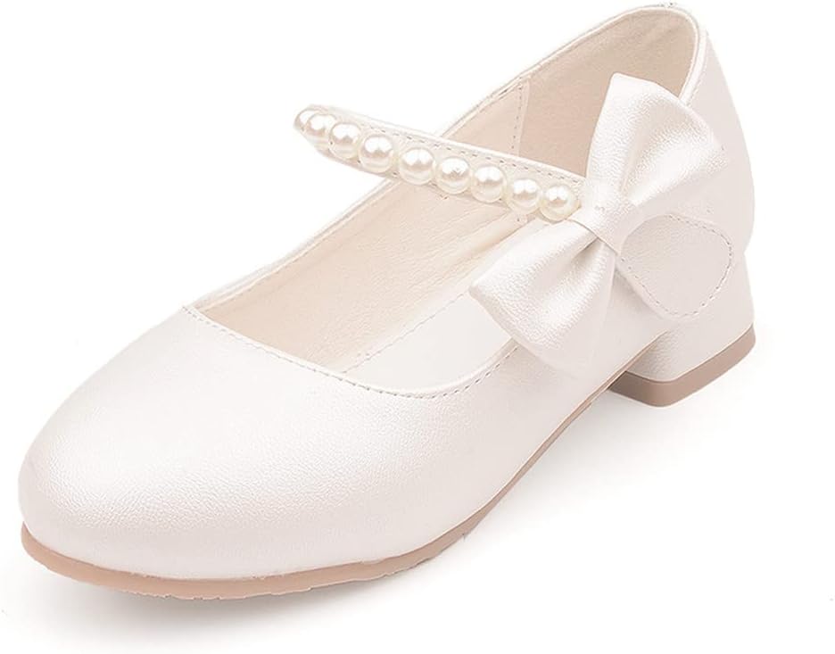 BININBOX Toddler Girls Mary Janes Shoes Low Heel Ballet Flats Wedding Party Bowknot Girls Dress Shoes for Kids Back to School Shoes