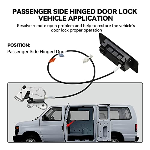 Image of SYERAL Lower Door Latch Assembly w /Door Handle Compatible with E150 E250 E350 Van Superduty 1992-2009 Passenger Side Hinged Door Left Replace Latch and Handle 6C2Z-15264A01-AA