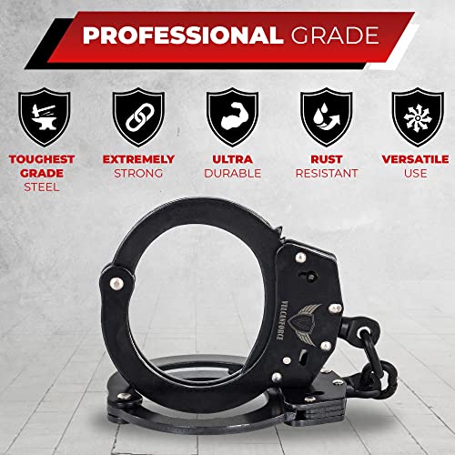image for vulcanforce Handcuffs Law Enforcement - Heavy Duty Steel Chain Hand Cu