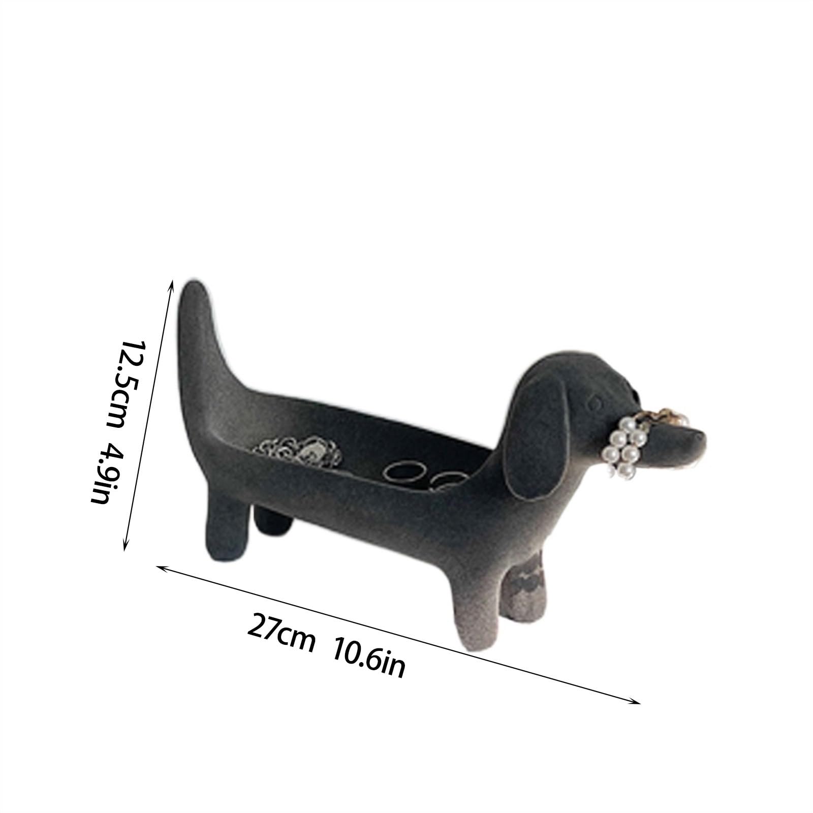 Welpe Schmuckschale Keramik Schlüsselschale Jubiläumsgeschenk for Frau Schminktisch Deko Aufbewahrungsring Halskette Armband, Haarschmuck (Color : Schwarz)