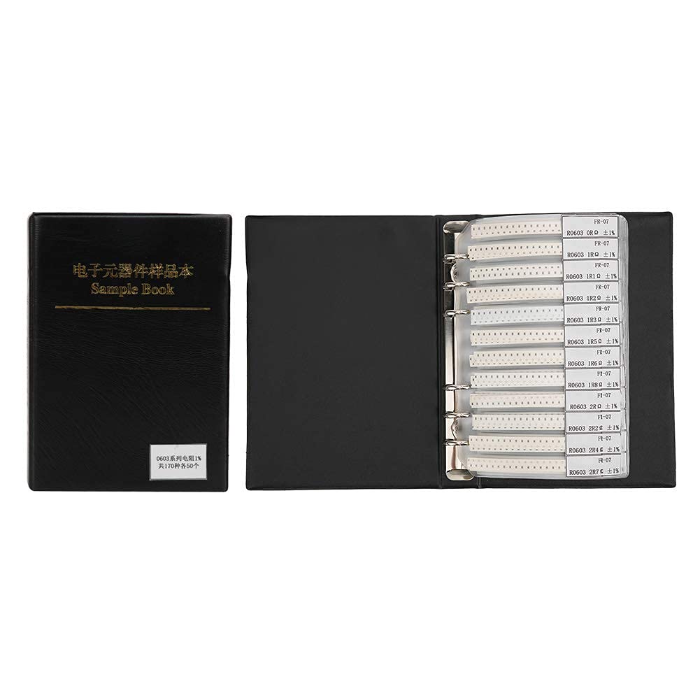 Sample Book, Black Plastic 0603 Series 170 Types Resistors Assorted Kit, Capacitance Sample Book, for Electronic Enthusiasts