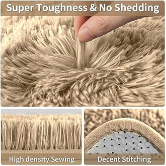 Merelax Soft Modern Indoor Large Shaggy Rug for Livingroom Bedroom Dorm Kids Room Home Decorative, Non-Slip Plush Fluffy Furry Fur Area Rugs Comfy Nursery Accent Floor Carpet 6x9 Feet, Light Tan