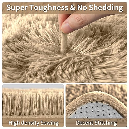 Merelax Soft Modern Indoor Large Shaggy Rug for Livingroom Bedroom Dorm Kids Room Home Decorative, Non-Slip Plush Fluffy Furry Fur Area Rugs Comfy Nursery Accent Floor Carpet 6x9 Feet, Light Tan