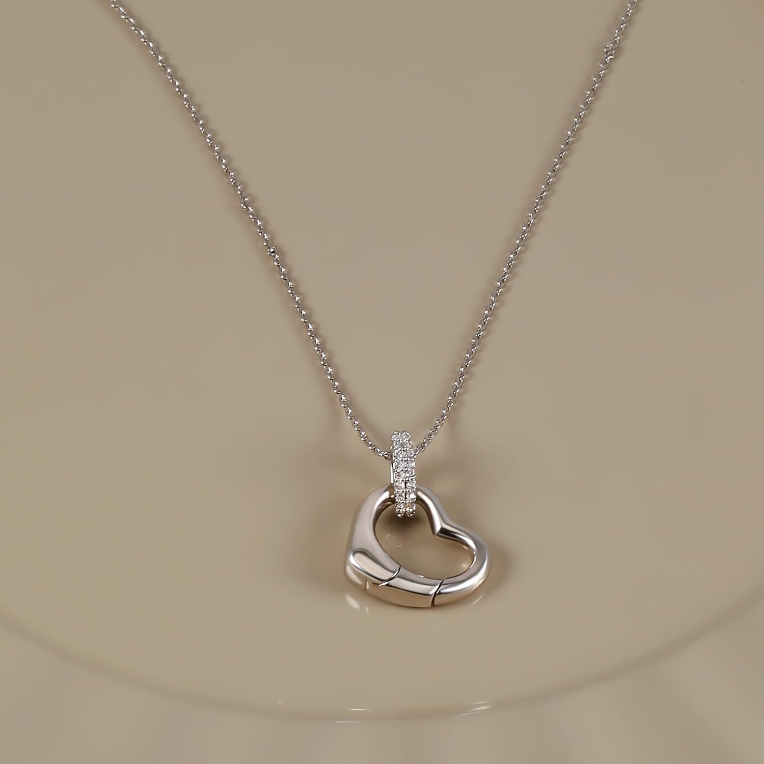 14K Gold Plated Cubic Zirconia Heart Necklace Dainty Love Pendant Necklaces for Women 18inchs，Jewelry gifts for women - Image 6