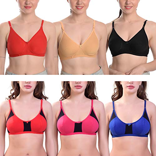 Image of SkyBeauty Premium Women's Non Padded Every Day Bra Multi-Pack Red