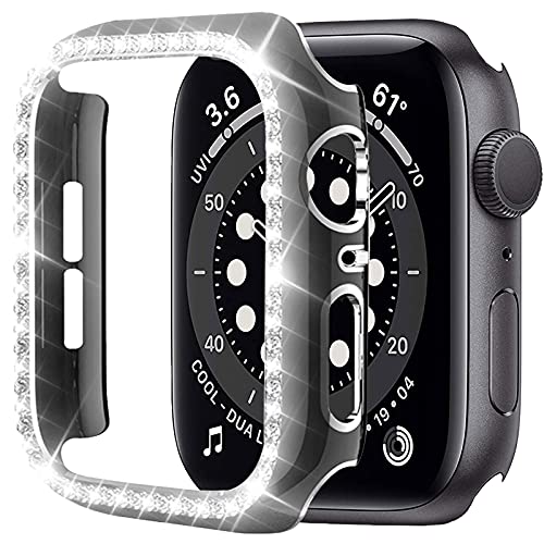 Miimall Compatible with Apple Watch 38mm Bling Case Cover, Shockproof Hard PC Plated Bumper Crystal Diamonds Protective Case Cover for Apple Watch 38mm Series3 /2/1 ï¼ˆBlack/Silverï¼‰