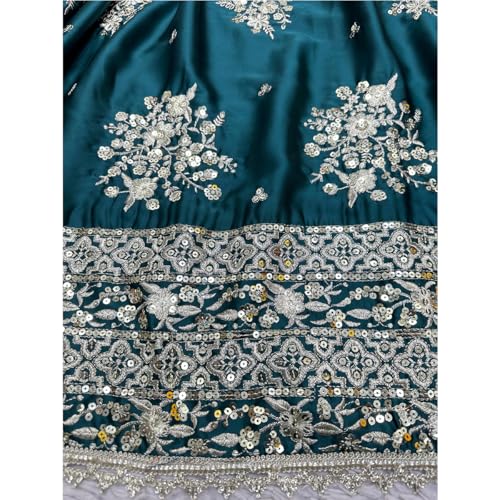 Image of Women's Satin Blend SF108549 Diwali Outfit Bridal Orange Indian Casual Wear Semi-stiched Lehngacholi