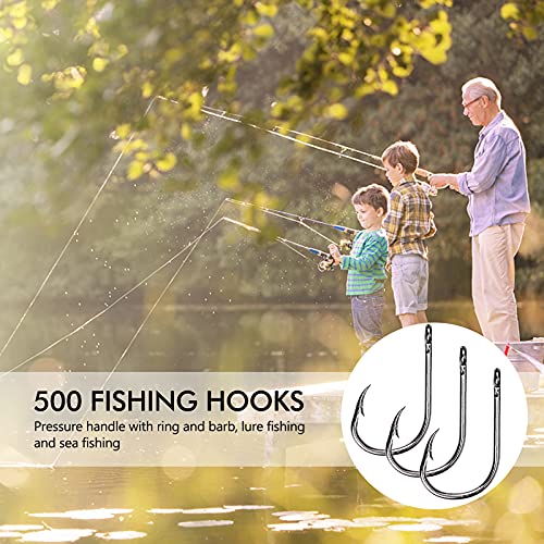 CAPRICIOUS 500 STK Angelhaken Kohlenstoffstahl, Haken Angeln Widerhaken Angelhaken mit Kunststoff Box Angelzubehör Set 3… – Bild 6