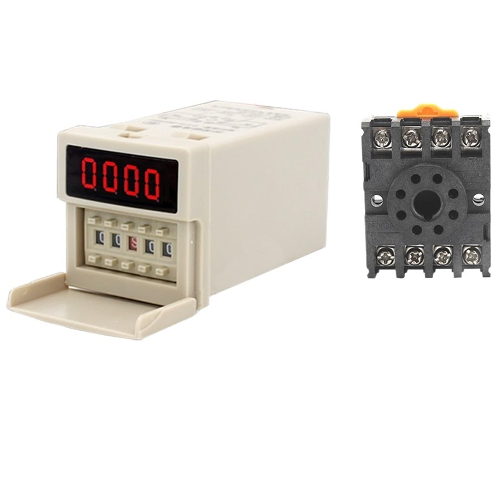 Temporizador programable LED Digital DH48S-1Z, interruptor de relé de tiempo con Base de enchufe, 12V, 24V, 220V, 380V, temporizador de retardo 0,01 S-99H99M(DCAC24V)