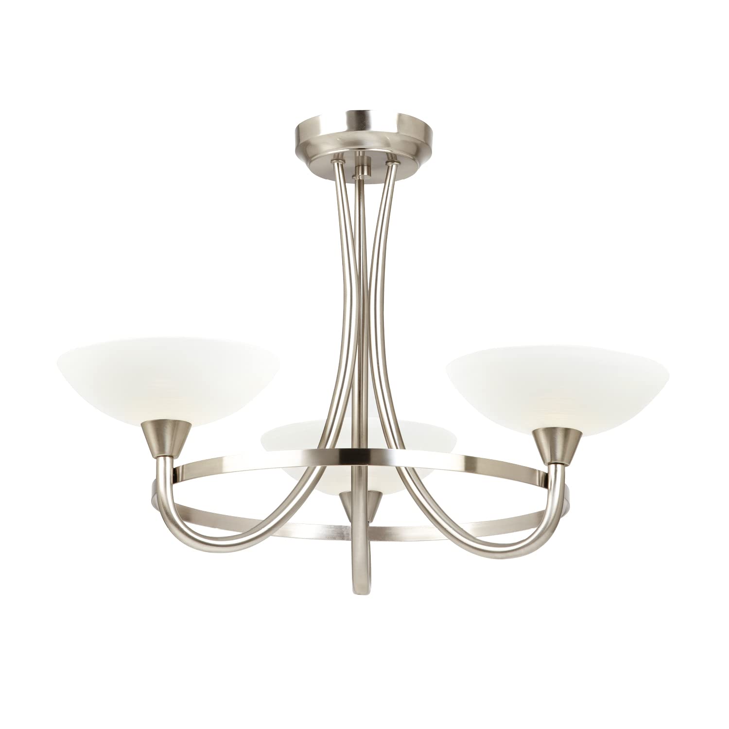National Lighting Colton Decorative Contemporary Brushed Chrome G9 LED Compatible Ceiling Light with 3 White Painted Glass Shades